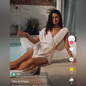 Chic Le Frique Thalia Bone Cotton Maxi Dress S/M NWT